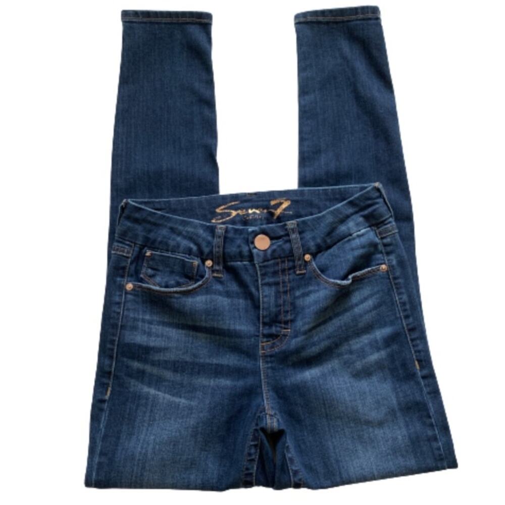 Seven7 Jeans High Rise Skinny Tummyless Distressed Denim Pants Jeans Size 4